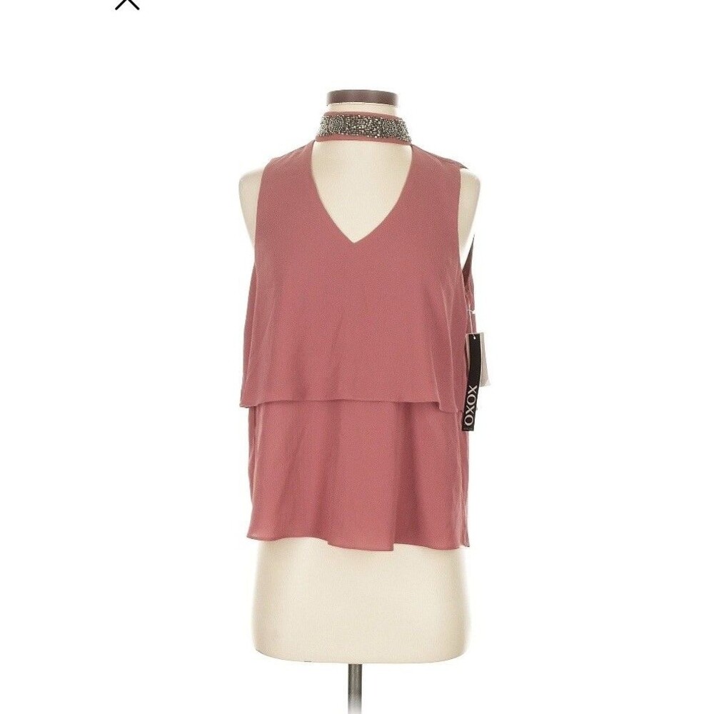 XOXO Y2K Embellished Beaded Top Glam Ruffle Mauve Dark Red Small New